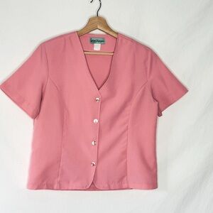 Sara Morgan for Haband Vintage Pink Short Sleeve Blouse